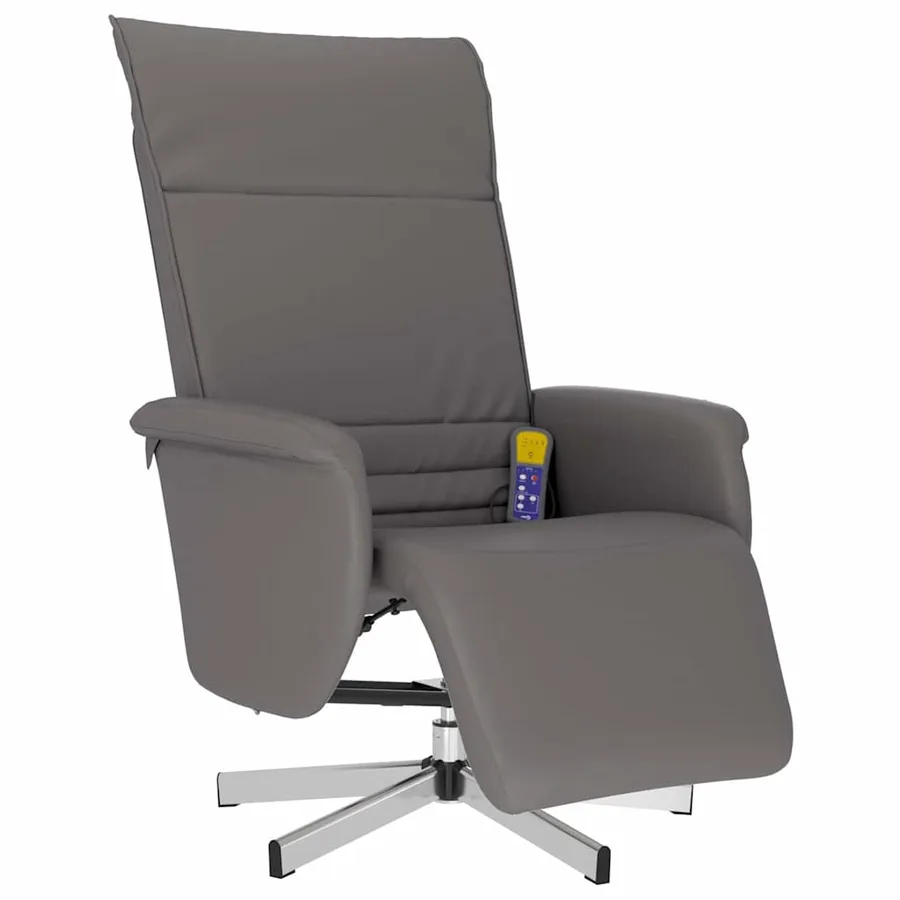 Fauteuil inclinable de massage repose-pieds gris similicuir - 3