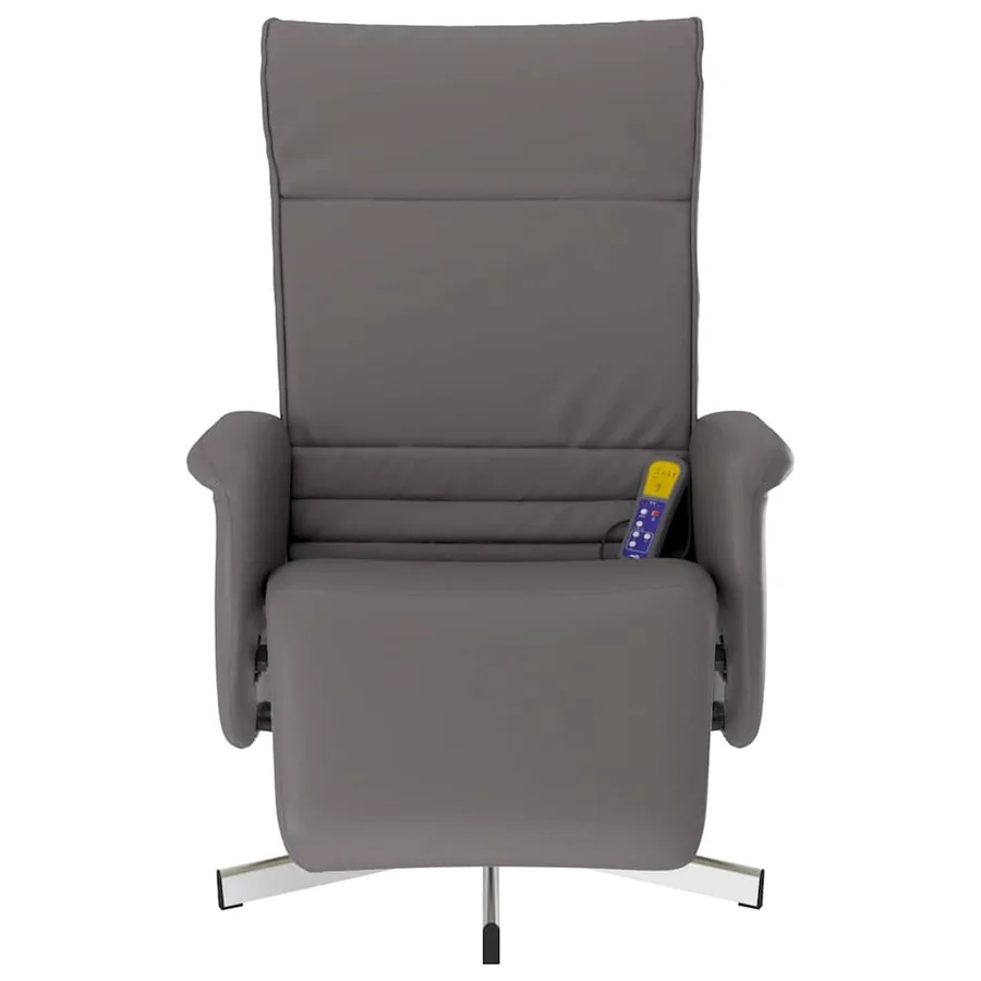 Fauteuil inclinable de massage repose-pieds gris similicuir - 4
