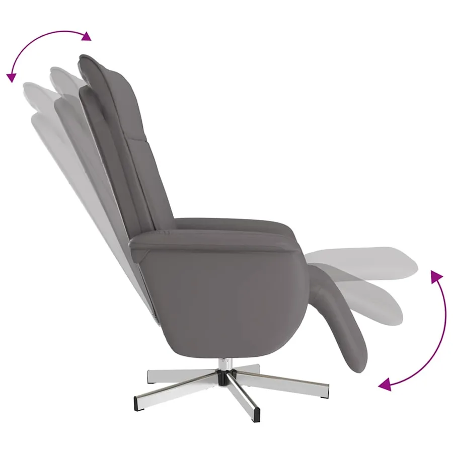 Fauteuil inclinable de massage repose-pieds gris similicuir - 7
