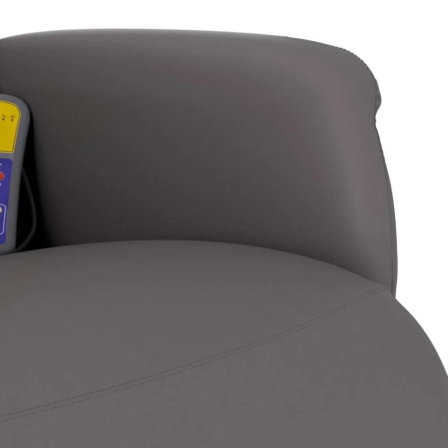 Fauteuil inclinable de massage repose-pieds gris similicuir - 8