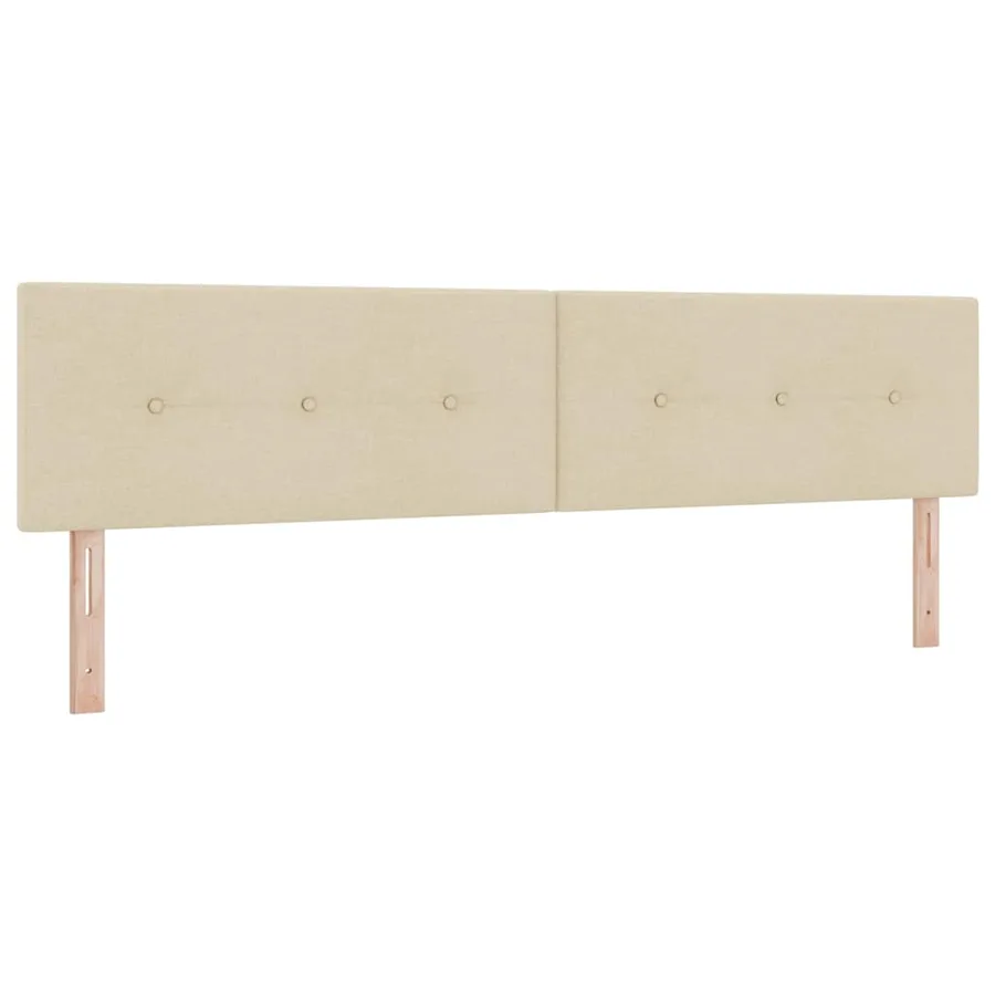 Lit à ressorts avec tête de lit Crème 200 x 200 cm tissu - 5