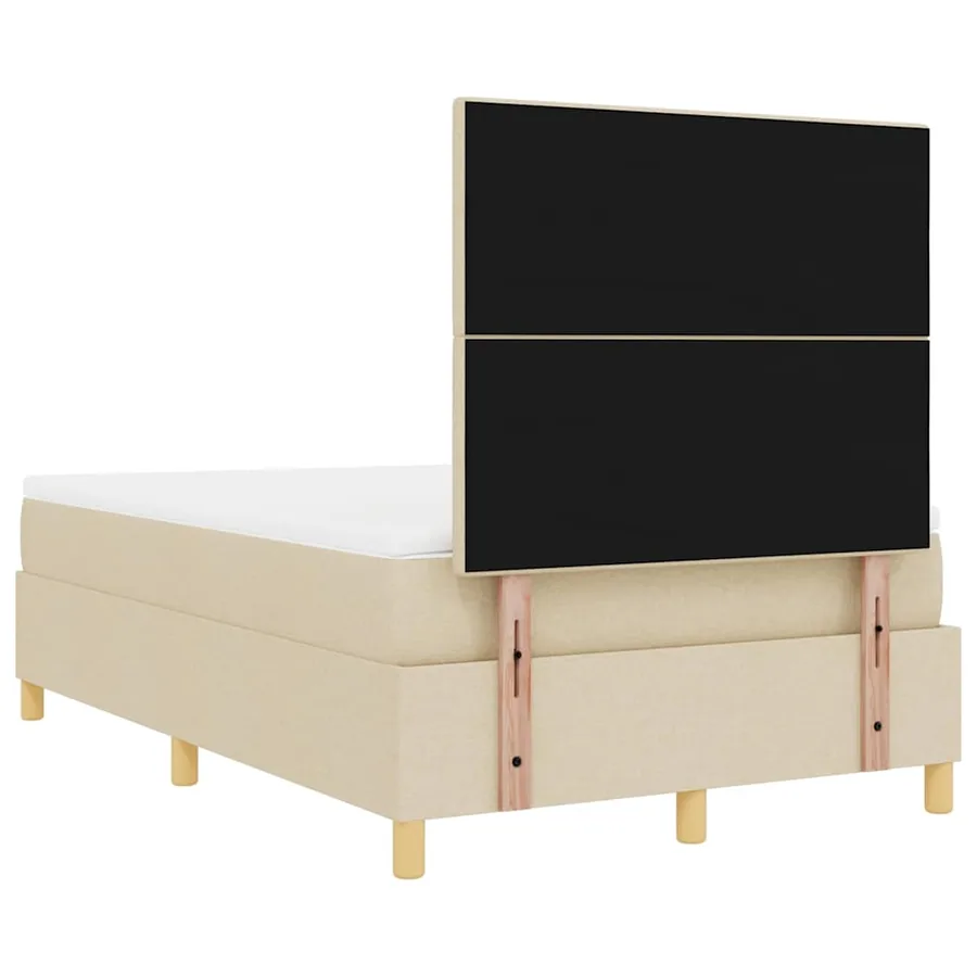 Lit à ressort LED avec tête de lit Crème 120 x 190 cm tissu - 10