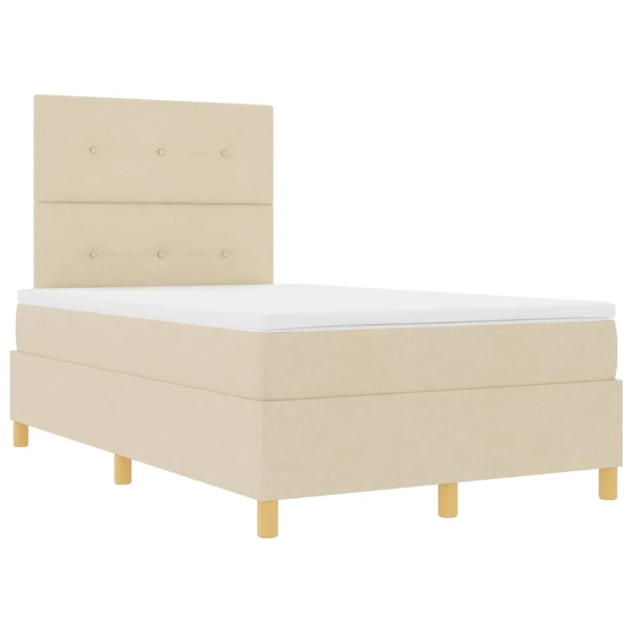 Lit à ressort LED avec tête de lit Crème 120 x 190 cm tissu - 6