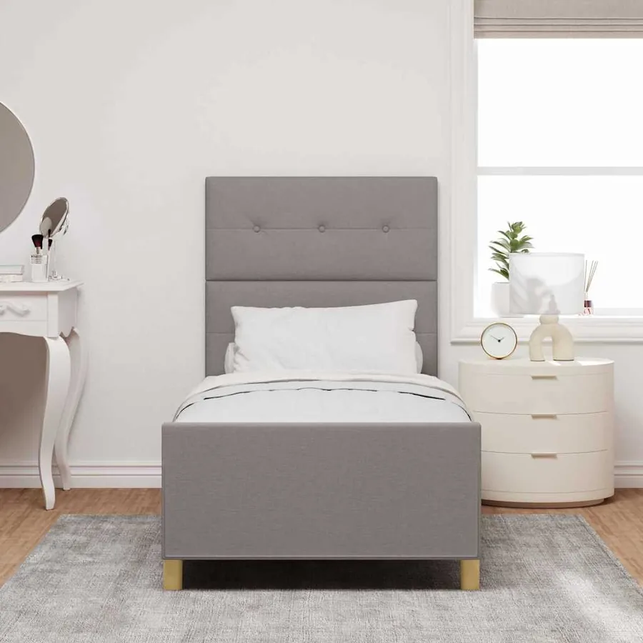 Cadre de lit avec tête de lit Taupe 90 x 190 cm tissu - 3