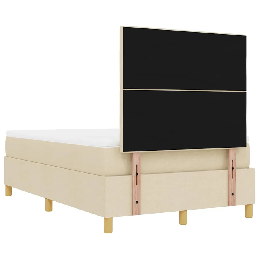 Lit à ressorts avec tête de lit Crème 200 x 120 cm tissu - 8