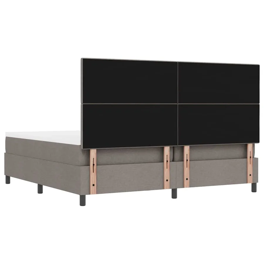 Lit à ressorts avec tête de lit Taupe 200 x 200 cm tissu - 8