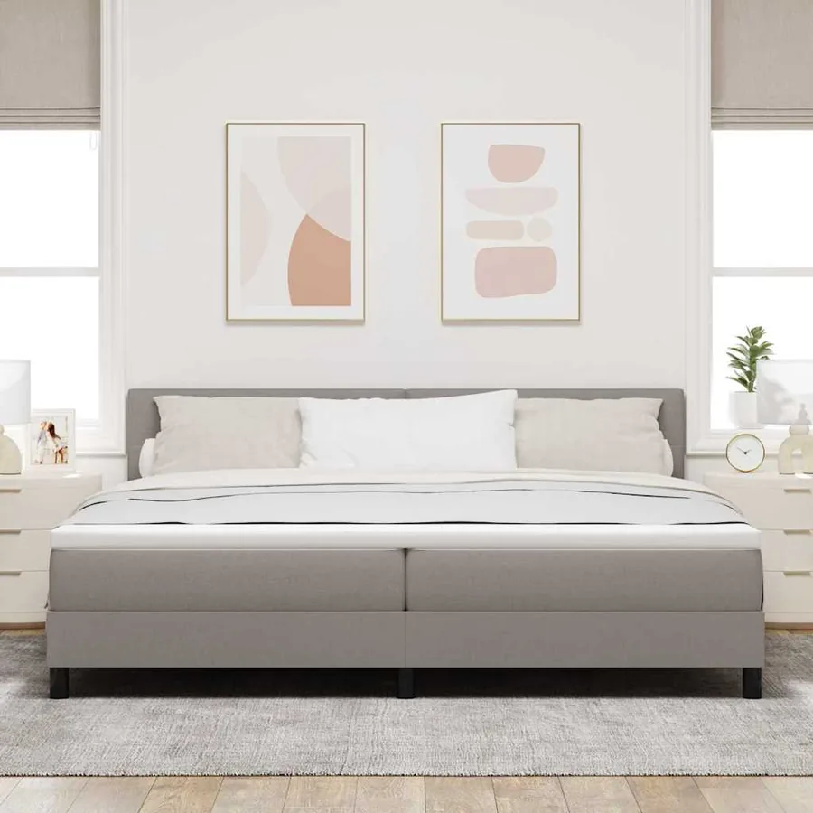 Lit à ressorts avec bandes LED Taupe 200 x 200 cm tissu - 4