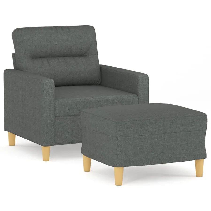 Fauteuil avec repose-pied Gris foncé 60 cm Tissu - 2