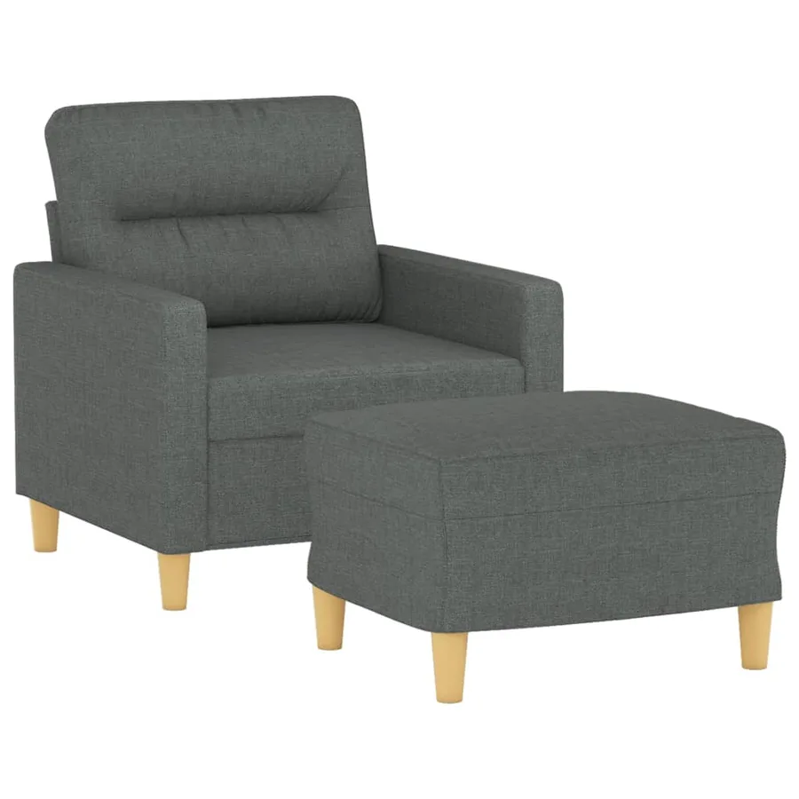 Fauteuil avec repose-pied Gris foncé 60 cm Tissu - 3