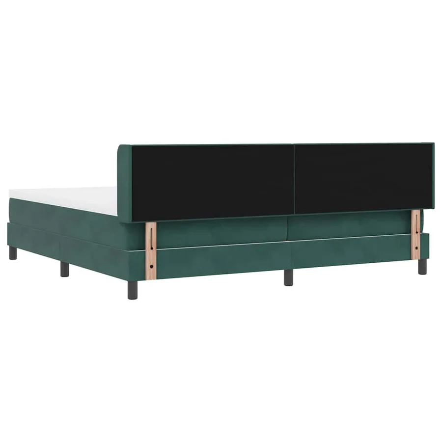 Lit à ressorts avec tête de lit Vert foncé 200 x 200 cm Velours - 9