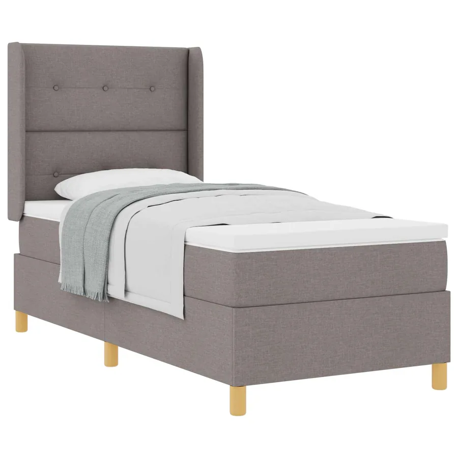 Lit à ressorts avec tête de lit Taupe 100 x 200 cm tissu - 2