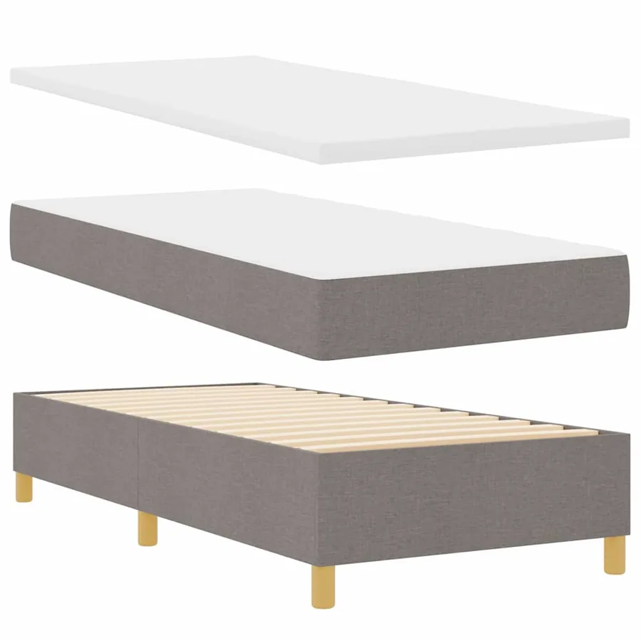 Lit à ressorts avec tête de lit Taupe 100 x 200 cm tissu - 5