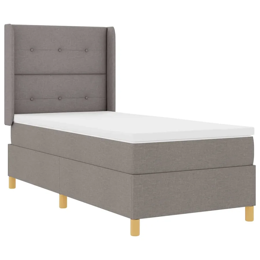 Lit à ressorts avec tête de lit Taupe 100 x 200 cm tissu - 7