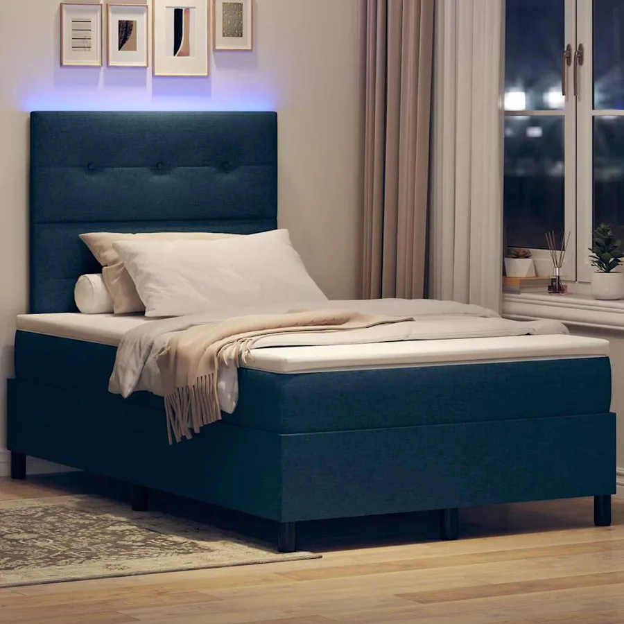 Lit à ressorts avec bandes LED Bleu 120 x 190 cm tissu - 5