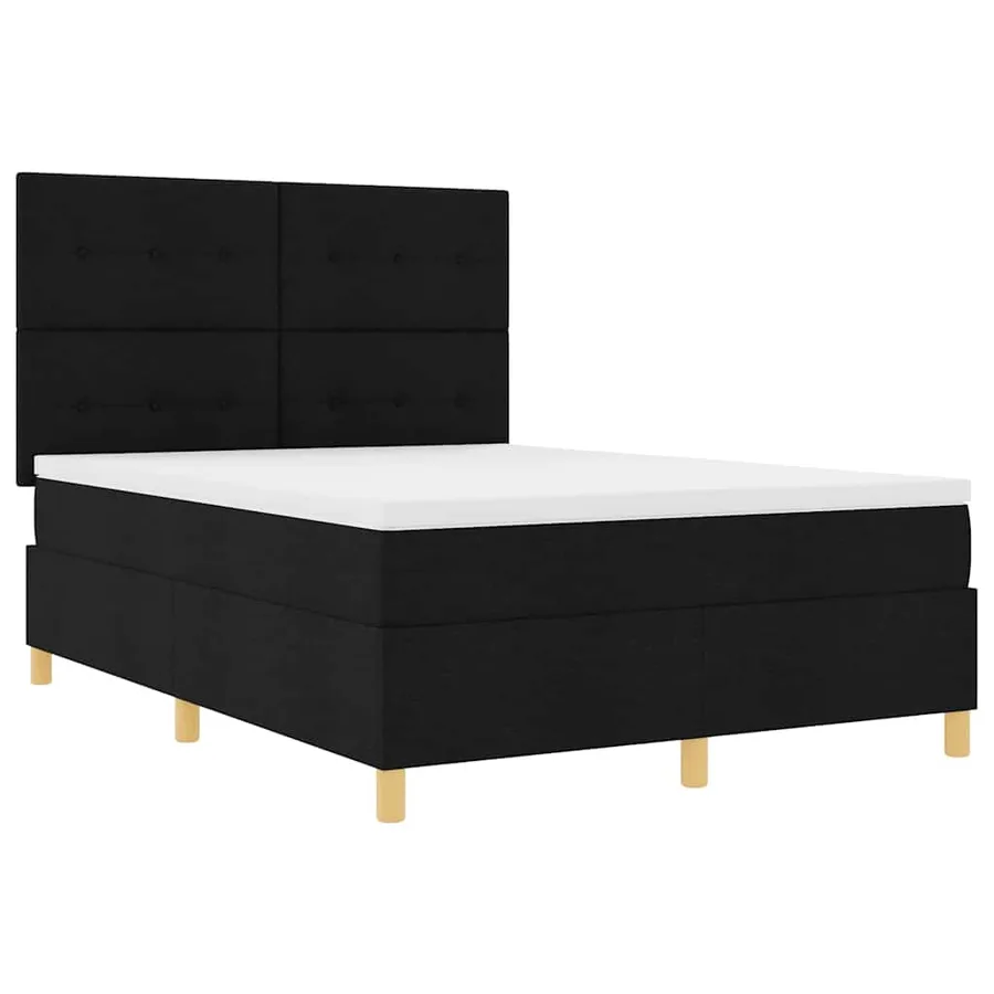 Lit à ressort LED avec tête de lit Noir 140 x 190 cm tissu - 6
