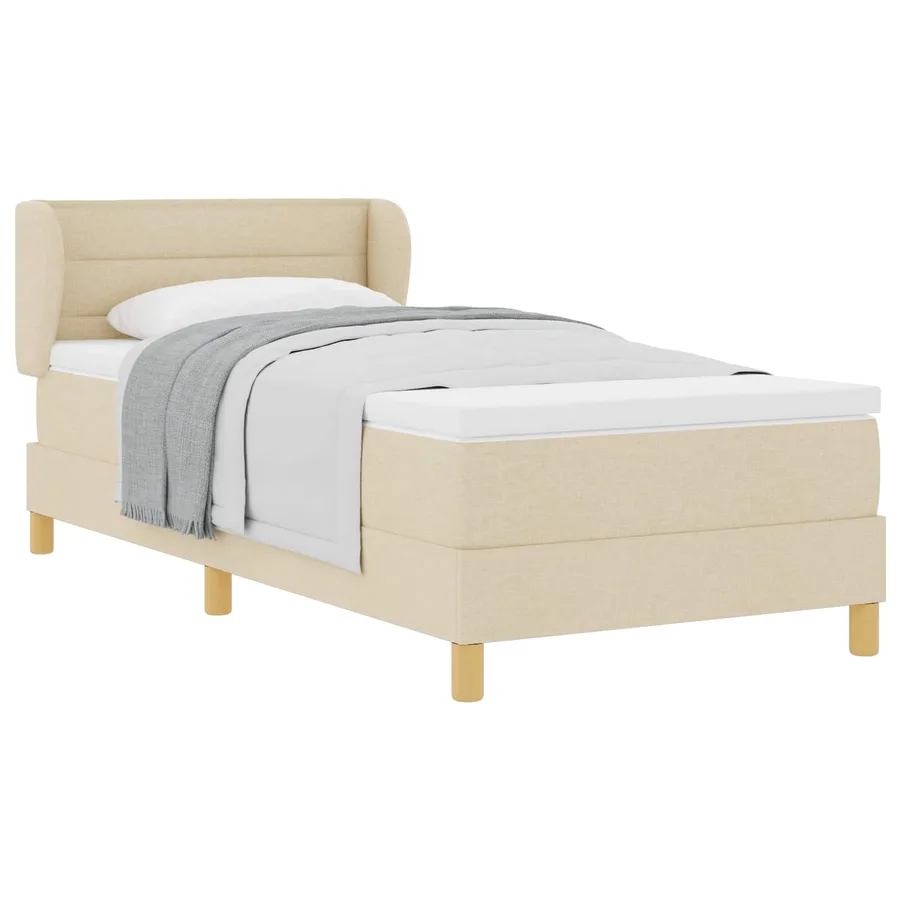 Lit à ressorts avec matelas Crème 80 x 200 cm tissu - 2