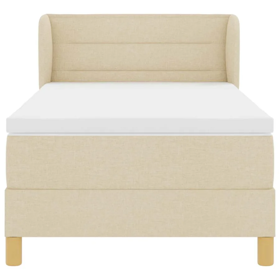Lit à ressorts avec matelas Crème 80 x 200 cm tissu - 7