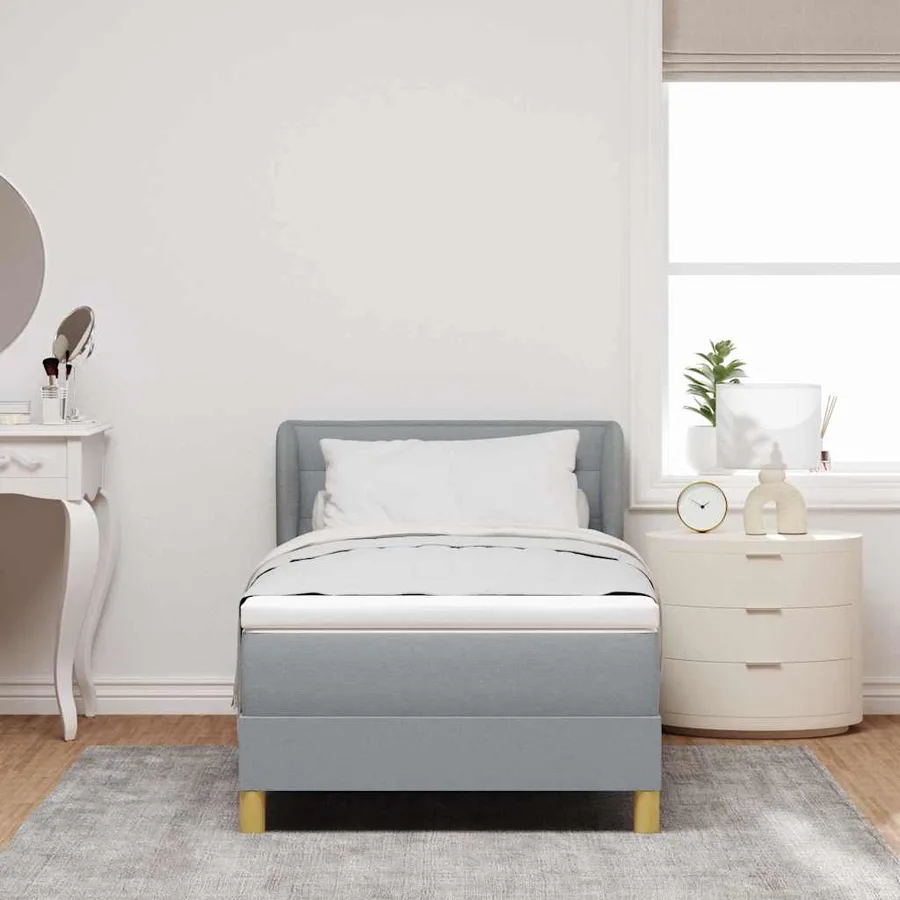 Lit à ressorts avec matelas Gris clair 80 x 200 cm tissu - 3