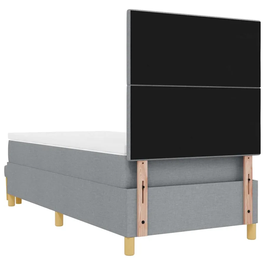 Lit à ressorts avec tête de lit Gris clair 200 x 80 cm tissu - 10