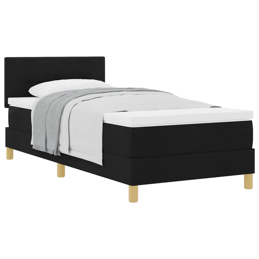 Lit à ressorts avec coussin Noir 80 x 200 cm tissu - 2