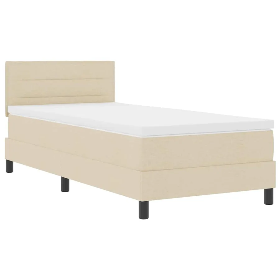 Lit à ressorts avec tête de lit Crème 80 x 200 cm tissu - 4