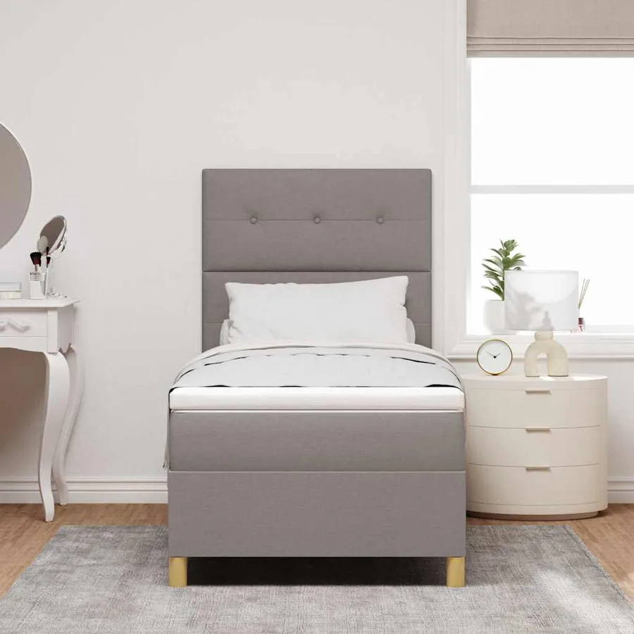 Lit à ressort LED avec tête de lit Taupe 80 x 200 cm tissu - 4