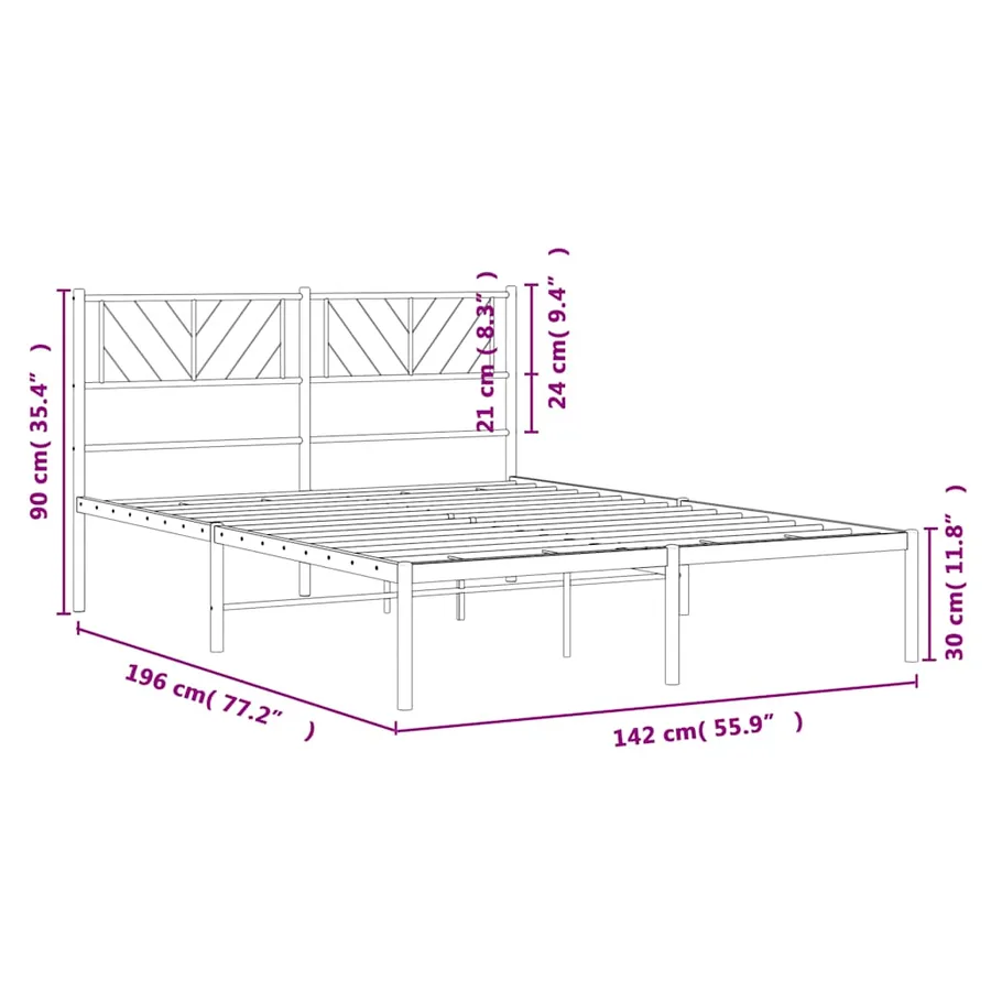 Cadre de lit métal sans matelas avec tête de lit noir 135x190cm - 10
