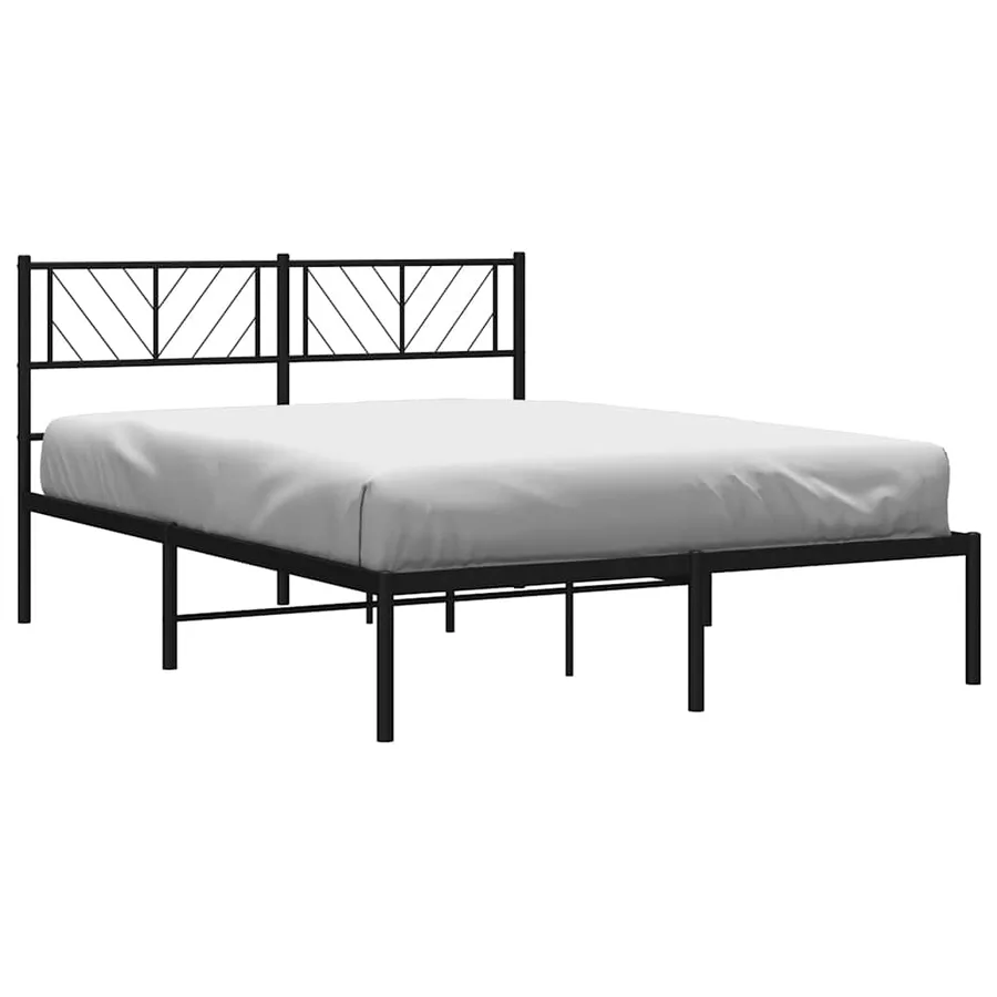 Cadre de lit métal sans matelas avec tête de lit noir 135x190cm - 4