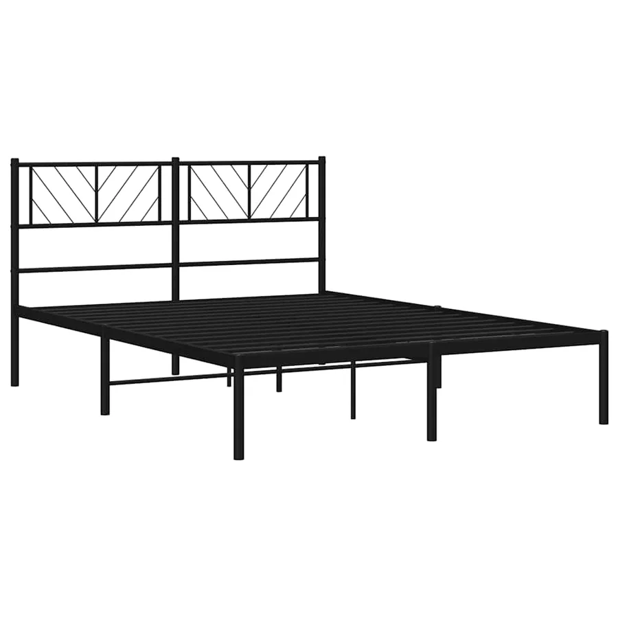 Cadre de lit métal sans matelas avec tête de lit noir 135x190cm - 5