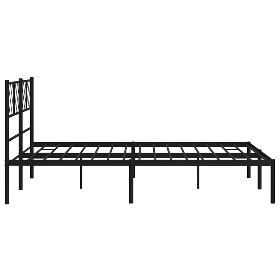 Cadre de lit métal sans matelas avec tête de lit noir 135x190cm - 7