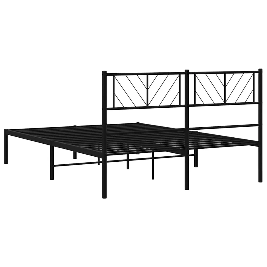 Cadre de lit métal sans matelas avec tête de lit noir 135x190cm - 8