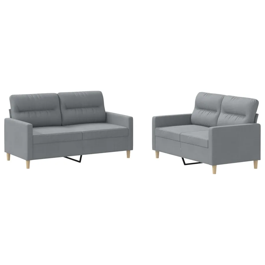 Ensemble de canapés 2 pcs avec coussins Gris clair Tissu - 2