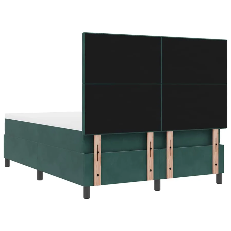 Lit à ressorts avec tête de lit Vert foncé 160 x 200 cm Velours - 7