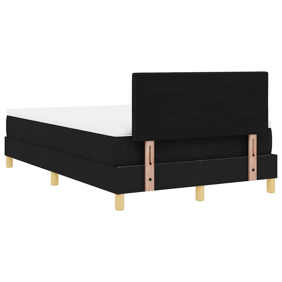 Lit à ressorts avec coussin Noir 120 x 190 cm tissu - 9