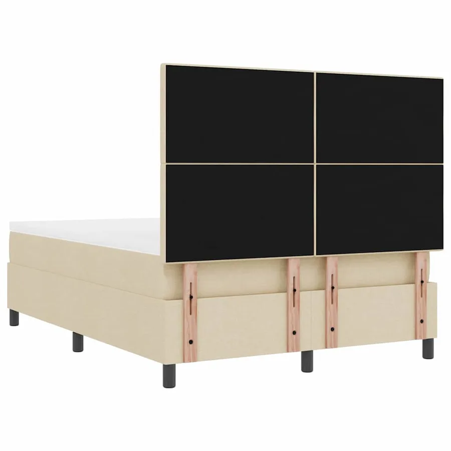 Lit à ressorts avec tête de lit Crème 140 x 200 cm tissu - 9