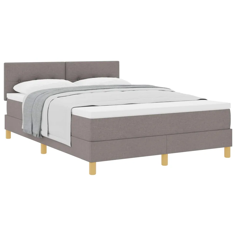 Lit à ressorts avec coussin Taupe 140 x 200 cm tissu - 2