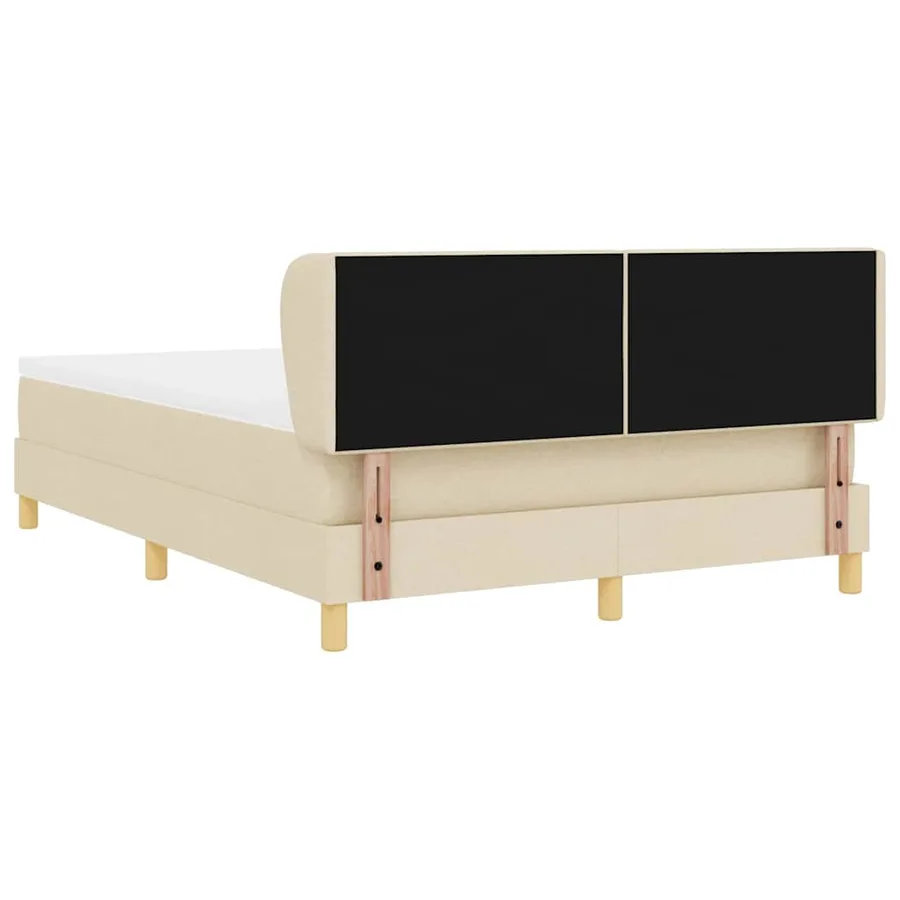 Lit à ressorts avec tête de lit Crème 140 x 190 cm tissu - 9
