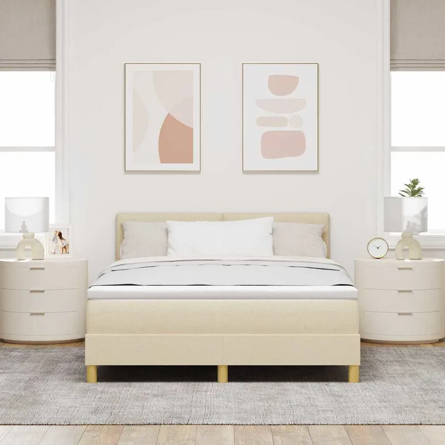 Lit à ressort LED avec bandes LED Crème 140 x 190 cm tissu - 4