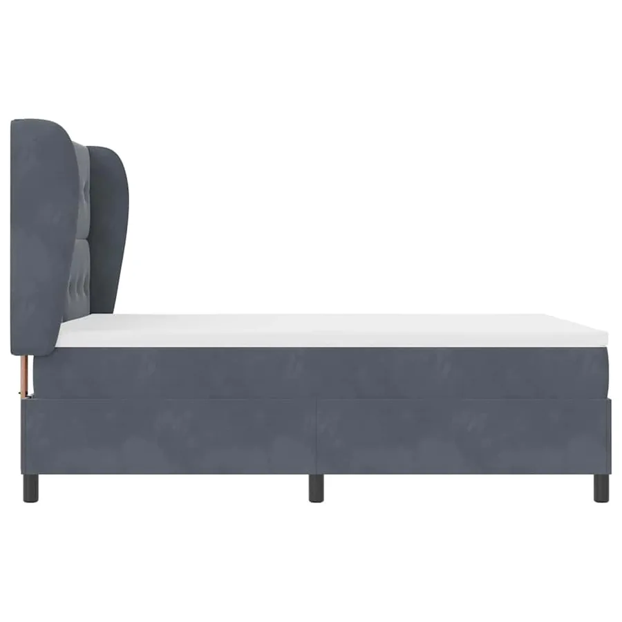 Lit à ressorts avec tête de lit Gris foncé 200 x 140 cm Velours - 7