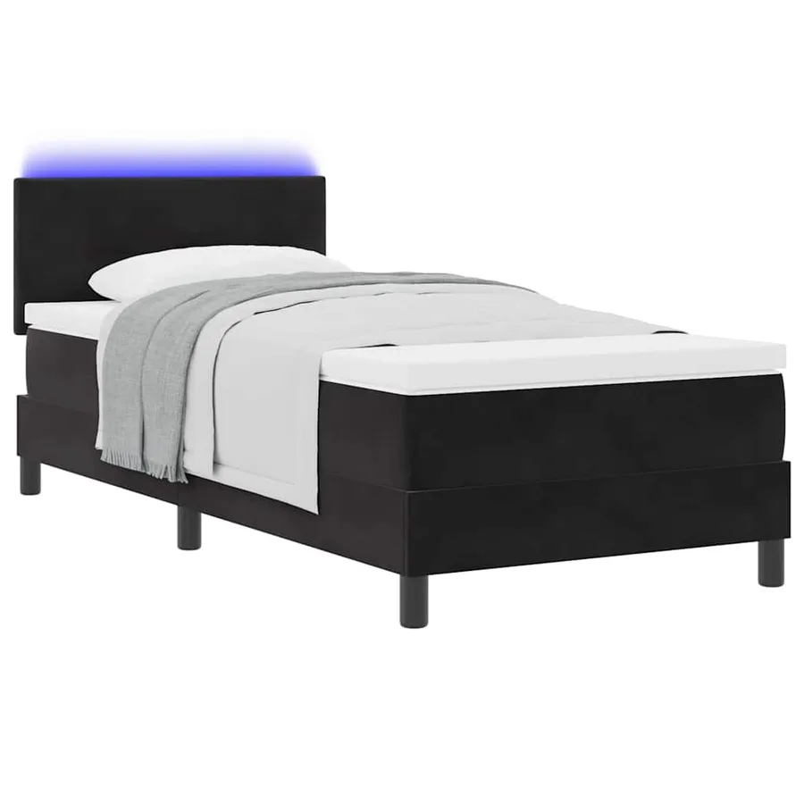 Lit à ressort LED avec bandes LED Noir 90 x 200 cm Velours - 3