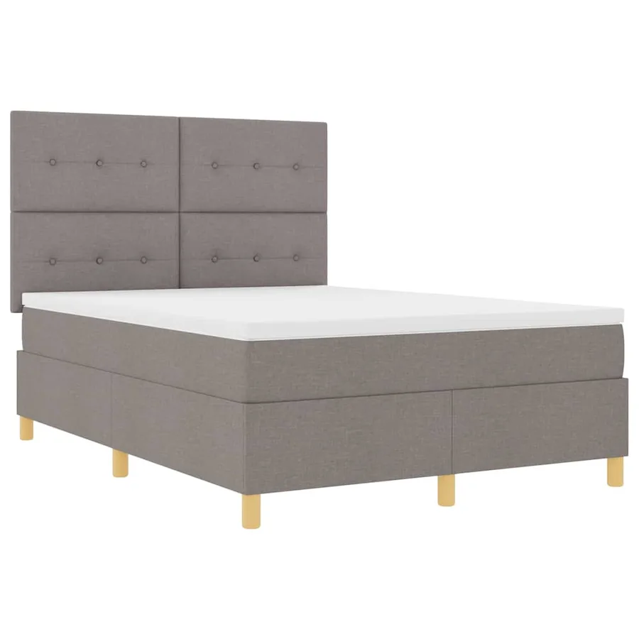 Lit à ressort LED avec tête de lit Taupe 140 x 190 cm tissu - 6