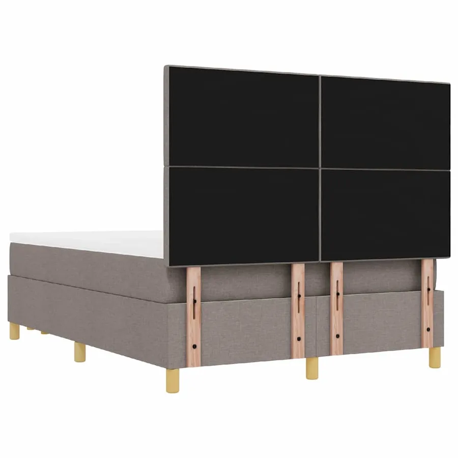 Lit à ressorts avec tête de lit Taupe 140 x 200 cm tissu - 8