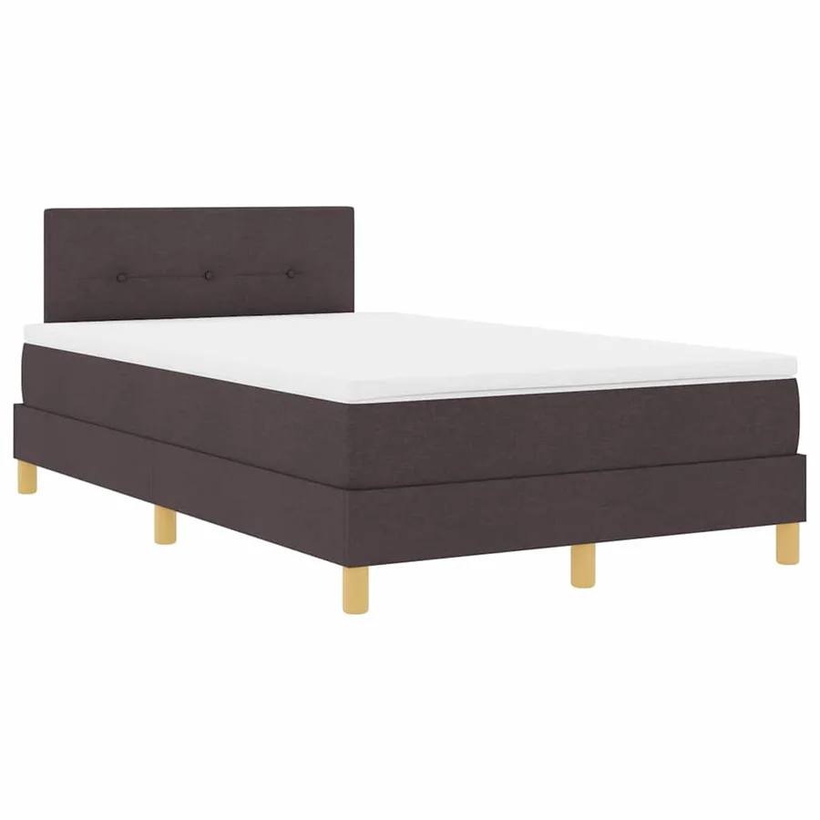 Lit à ressorts avec coussin Marron foncé 120 x 200 cm tissu - 4