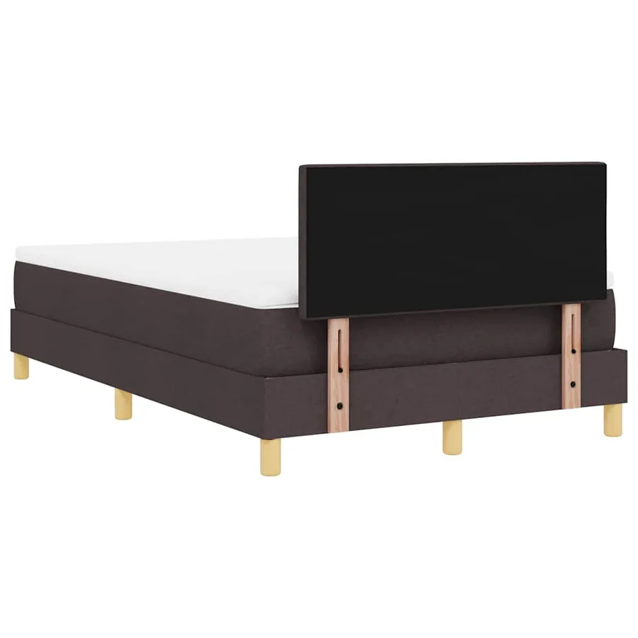 Lit à ressorts avec coussin Marron foncé 120 x 200 cm tissu - 9