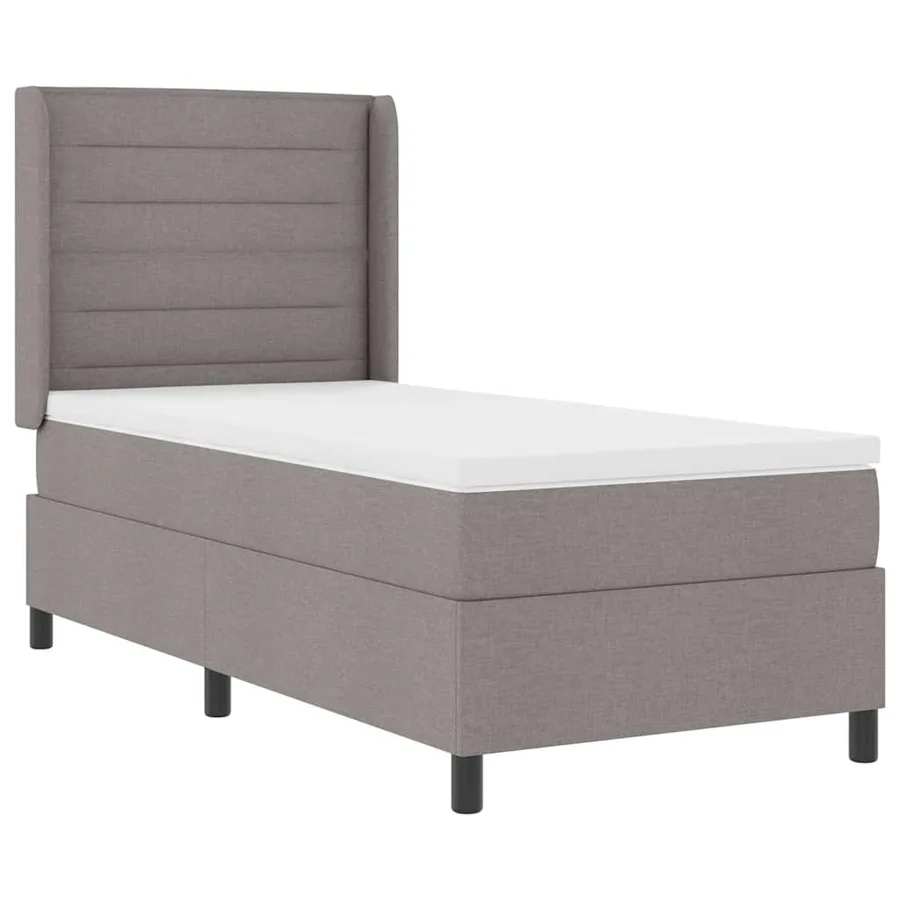 Lit à ressorts avec matelas Taupe 200 x 90 cm tissu - 4