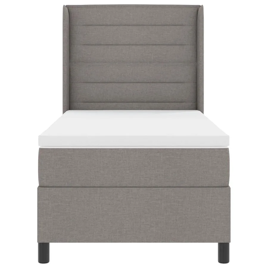 Lit à ressorts avec matelas Taupe 200 x 90 cm tissu - 7