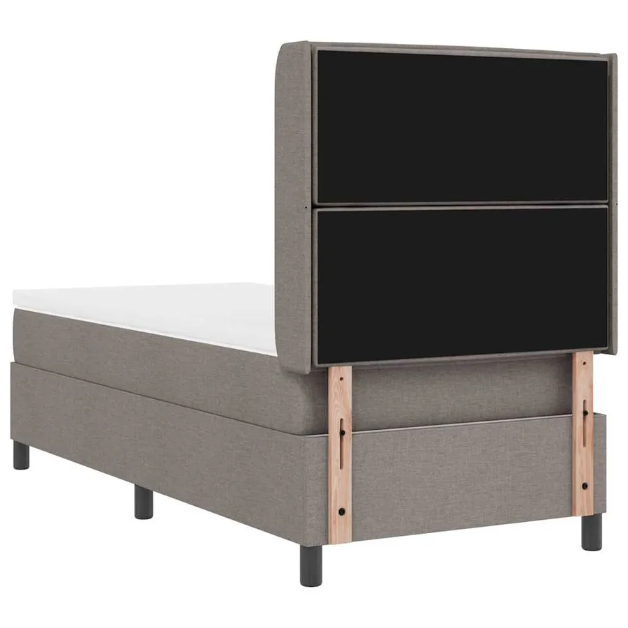 Lit à ressorts avec matelas Taupe 200 x 90 cm tissu - 9
