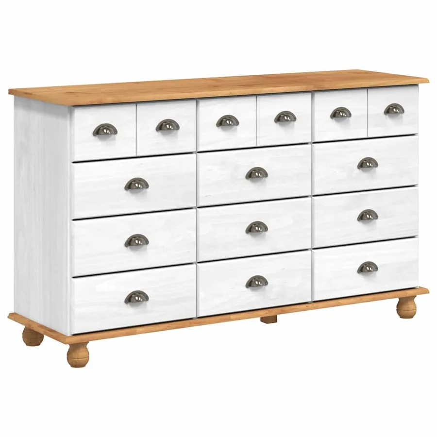 Commode ASKIM Blanc 79 x 40 x 133,5 cm Bois de pin massif - 2