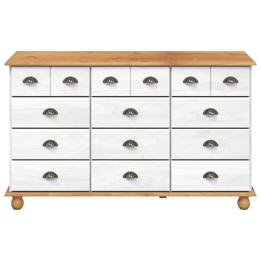 Commode ASKIM Blanc 79 x 40 x 133,5 cm Bois de pin massif - 5