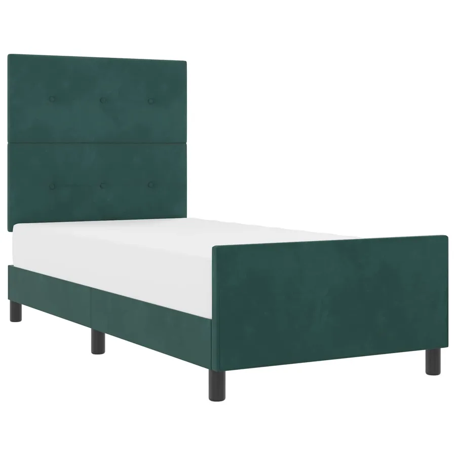 Lit à ressorts avec tête de lit Vert foncé 90 x 190 cm Velours - 2